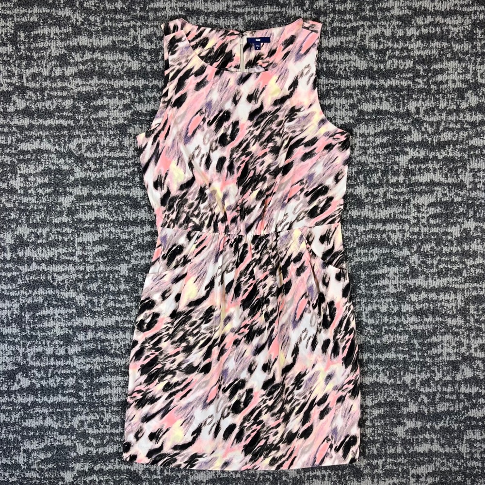 Gap Dress Womens 6 Animal Print Pink Black Sleeveless Pockets SPR12 V/305663